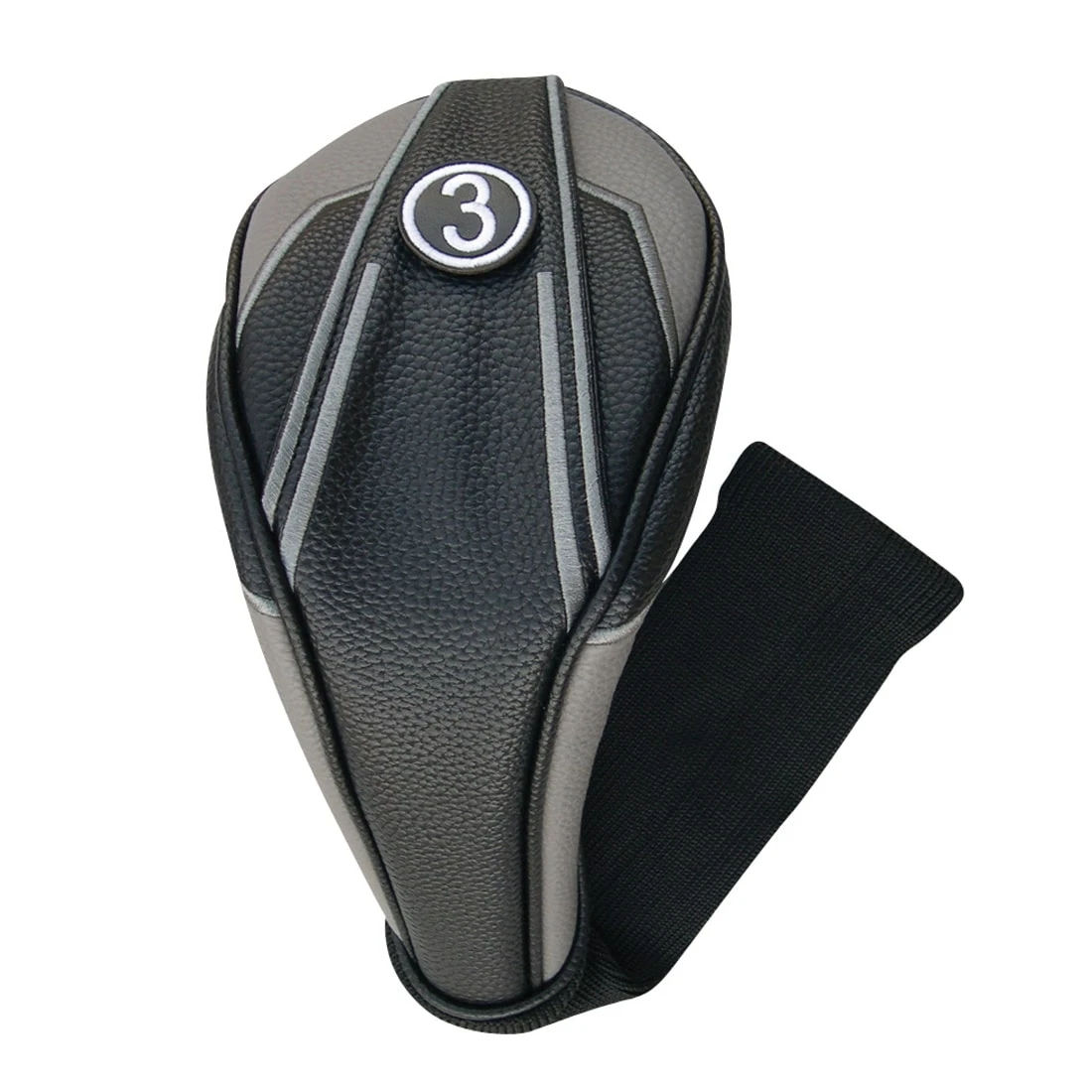 PU Leatherette Black/Gray Headcovers With Sock 6 PU Leatherette Black/Gray Headcovers With Sock - Image 4