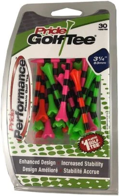 Pride Evolution Striped Plastic 3-1/4" Golf Tees - 30 Pack