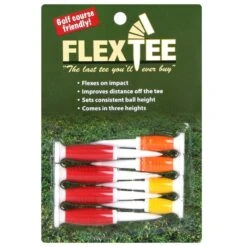 FlexTee Flexible Golf Tees Florescent Red/Orange/Yellow - Pack Of 8