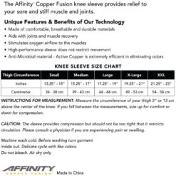 Affinity Copper Fusion Compression Knee Sleeve -Elite Golf Shop d 8906